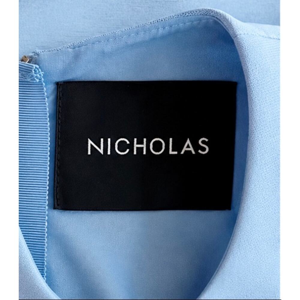 NICHOLAS Powder Blue Cutout Midi Dress Luxe Side Waist Event Cocktail Dress 4 - Picture 7 of 10